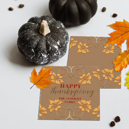 Eleganter Floral Fall Frame Happy Thanksgiving Geschenkanhänger