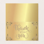 Eleganter Floral Gold Glitzer Dankeschön Karte (Außenseite Aufgefaltet)
