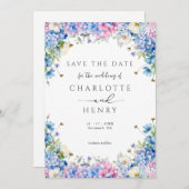 Eleganter floral Hydrangea Moderner Garten Save The Date (Vorne/Hinten)