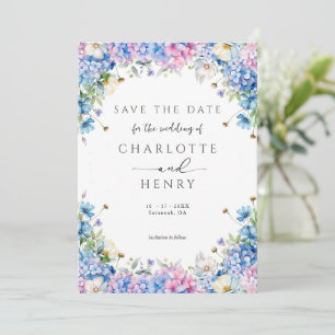 Eleganter floral Hydrangea Moderner Garten Save The Date