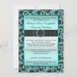 Eleganter Floral Lace Invite [Aquamarin] Einladung