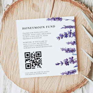 Eleganter Floral Lavender Honeymoon Fund QR Code Begleitkarte