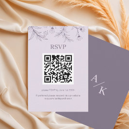 Eleganter Floral Lavender Wedding QR-Code RSVP Karte