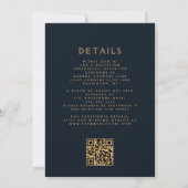 Eleganter Floral Navy Blue Gold Rust QR Code Hochz Einladung (Rückseite)