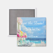 Eleganter Floral Ocean Beach Summer Save the Date Magnet (Vorderseite/Rückseite)