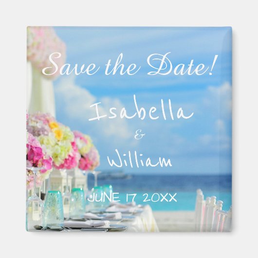 Eleganter Floral Ocean Beach Summer Save the Date Magnet (Vorne)
