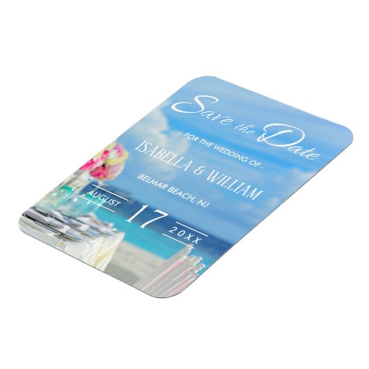 Eleganter Floral Ocean Beach Summer Save the Date Magnet (Linke Seite)