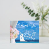 Eleganter Floral Summer Beach Wedding Vielen Dank Postkarte (Stehend Vorderseite)