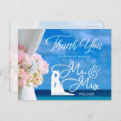 Eleganter Floral Summer Beach Wedding Vielen Dank Postkarte (Vorne/Hinten)