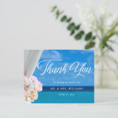 Eleganter Floral Summer Beach Wedding Vielen Dank Postkarte (Stehend Vorderseite)
