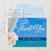 Eleganter Floral Summer Beach Wedding Vielen Dank Postkarte (Vorne/Hinten)