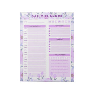 Eleganter Floral-Tagesplaner-Notizblock Notizblock