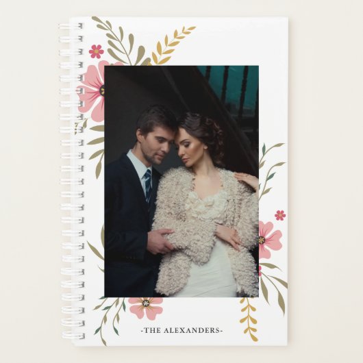 Eleganter floral Two Foto und Name Planner Planer (Vorderseite)
