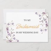 Eleganter Floral zu meiner Brautjungfrau am Hochze Einladung (Vorderseite)