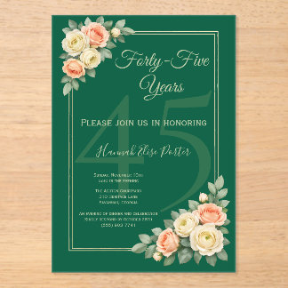 Eleganter florale Rahmen zum Geburtstag in der Eck Acryleinladungen