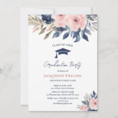 Eleganter floraler Abschluss 2025 Einladung (Vorderseite)