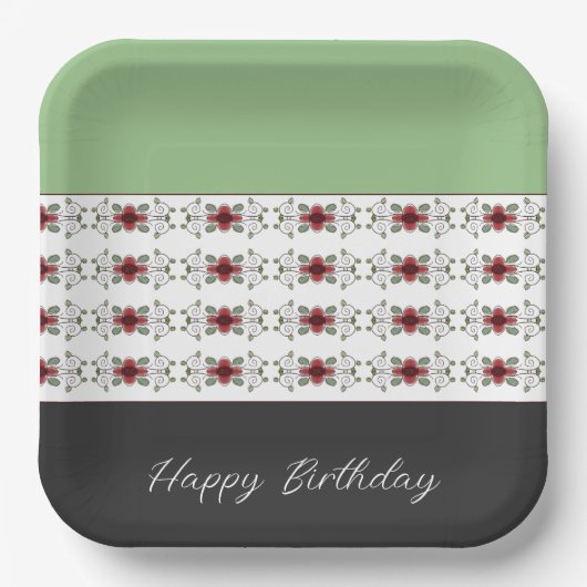 Eleganter, floraler Akzentuierter Platz Pappteller (Vorderseite)