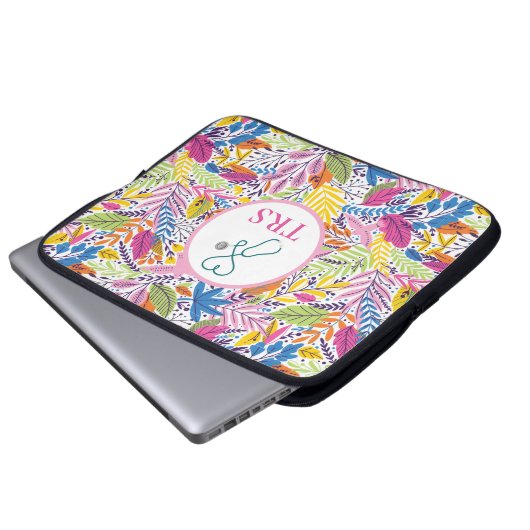 Eleganter floraler Arzt oder Krankenschwester Laptopschutzhülle (Vorne Knopf)