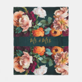 Eleganter floraler botanischer Rustikaler Herr & M Fleecedecke (Vorderseite)