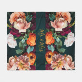 Eleganter floraler botanischer Rustikaler Herr & M Fleecedecke (Vorderseite (Horizontal))