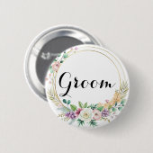Eleganter floraler Bräutigam-Anstecker – Benutzerd Button (Vorne & Hinten)