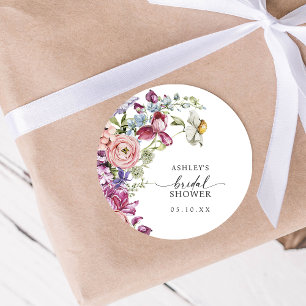 Eleganter Floraler Brautparty-Aufkleber Runder Aufkleber