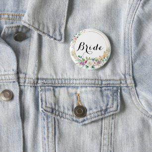 Eleganter floraler Brautparty-Button – Individuell Button