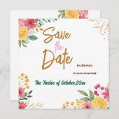 Eleganter floraler Dualname Save the Date (Vorne/Hinten)