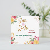 Eleganter floraler Dualname Save the Date (Stehend Vorderseite)
