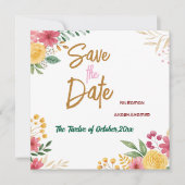 Eleganter floraler Dualname Save the Date (Vorderseite)