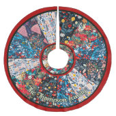 Eleganter floraler falscher Patchwork-Weihnachtsba Polyester Weihnachtsbaumdecke (Vorderseite)