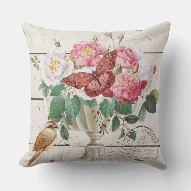 Eleganter floraler französischer Hintergrund Kissen (Vorderseite)