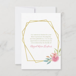Eleganter floraler Gold Rahmen Danke Bereavement