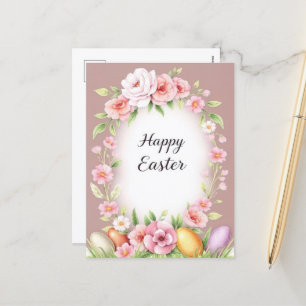 Eleganter floraler Happy Osterpastel Frühling Feiertagspostkarte