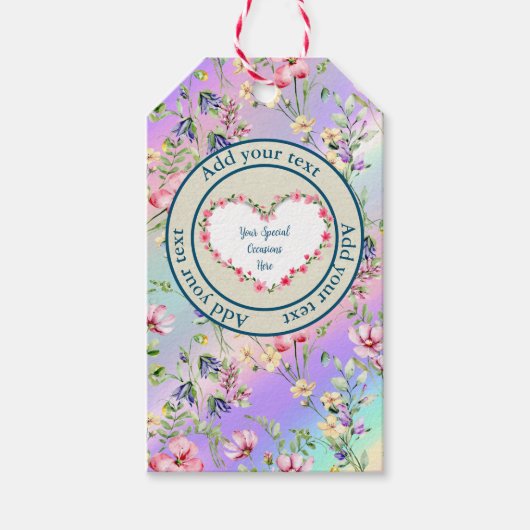 Eleganter, floraler Herzrahmen: für jeden Anlass Geschenkanhänger (Vorderseite)