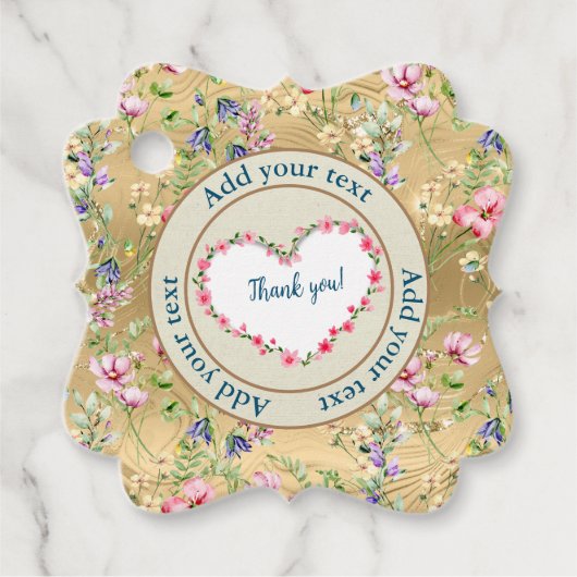 Eleganter, floraler Herzrahmen: für jeden Anlass Geschenkanhänger (Vorderseite)