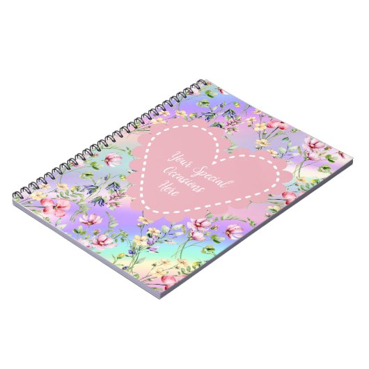 Eleganter, floraler Herzrahmen: für jeden Anlass Notizblock (Linke Seite)