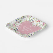 Eleganter, floraler Herzrahmen: für jeden Anlass Pappteller (Gewinkelt)