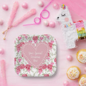 Eleganter, floraler Herzrahmen: für jeden Anlass Pappteller (Party)