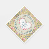 Eleganter, floraler Herzrahmen: für jeden Anlass Serviette (Ecke)