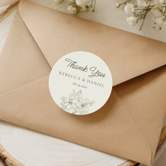 Eleganter floraler Hochzeits-Dankeschön-Aufkleber Runder Aufkleber