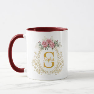 Eleganter floraler Hochzeitskamm mit vintage-golde Tasse