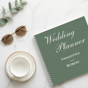 Eleganter floraler Hochzeitsplaner in hellgrüner L Notizblock