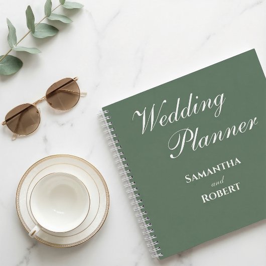 Eleganter floraler Hochzeitsplaner in hellgrüner L Notizblock