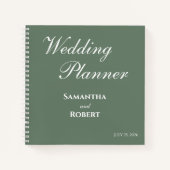 Eleganter floraler Hochzeitsplaner in hellgrüner L Notizblock (Vorderseite)