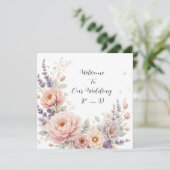 Eleganter floraler Hochzeitsticker mit individuell Einladung (Stehend Vorderseite)