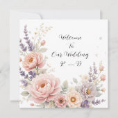 Eleganter floraler Hochzeitsticker mit individuell Einladung (Vorderseite)