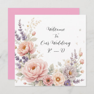 Eleganter floraler Hochzeitsticker mit individuell Einladung