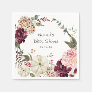 Eleganter floraler Kürbis   Babyparty Serviette