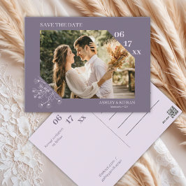 Eleganter floraler Lavendel Hochzeit Sichern Sie d Postkarte